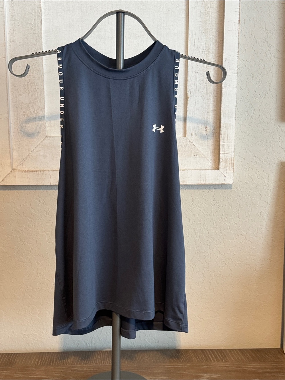 Under Armour Navy Athletic Muscle Tank with White Logo